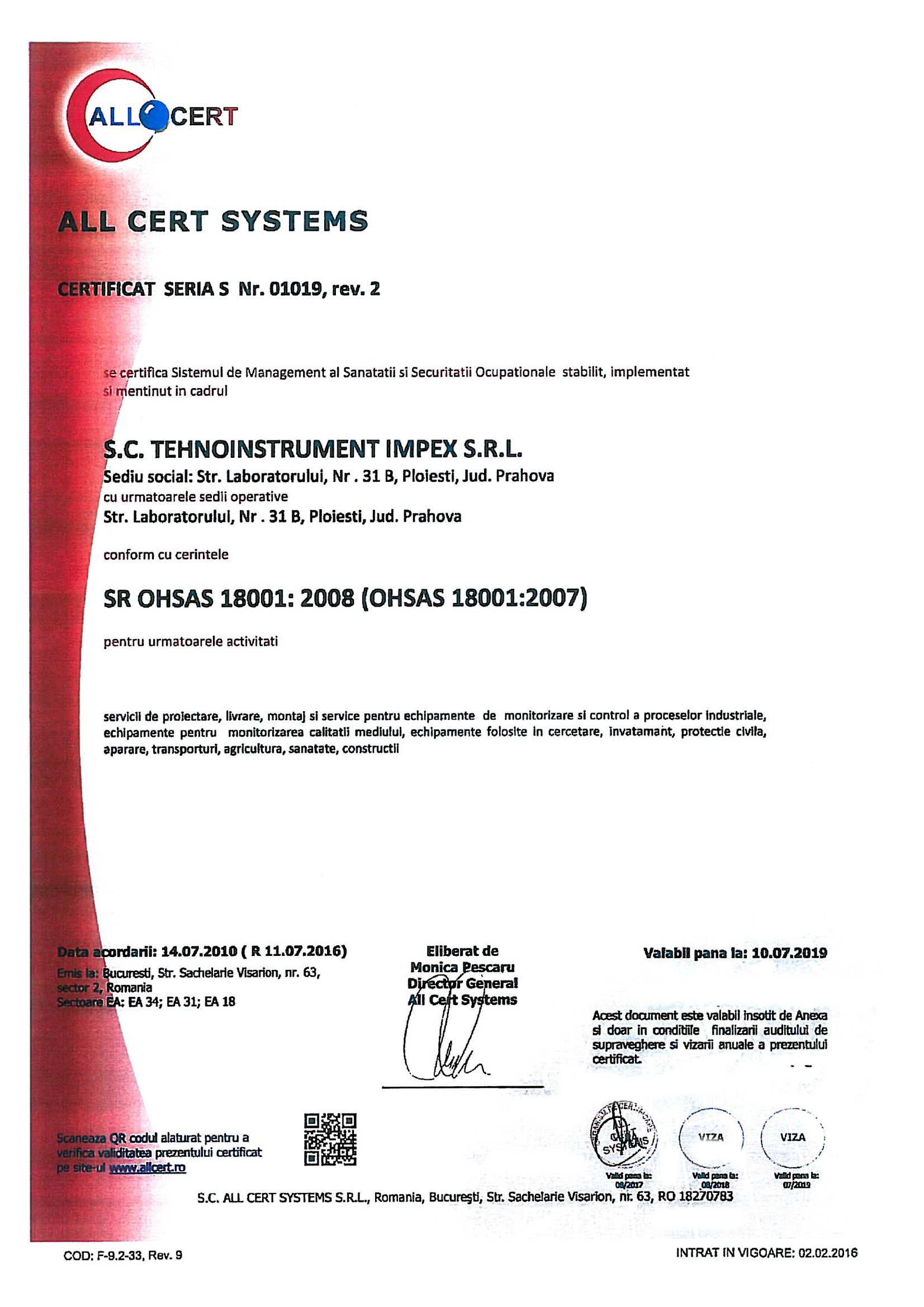 Certificare OHSAS
